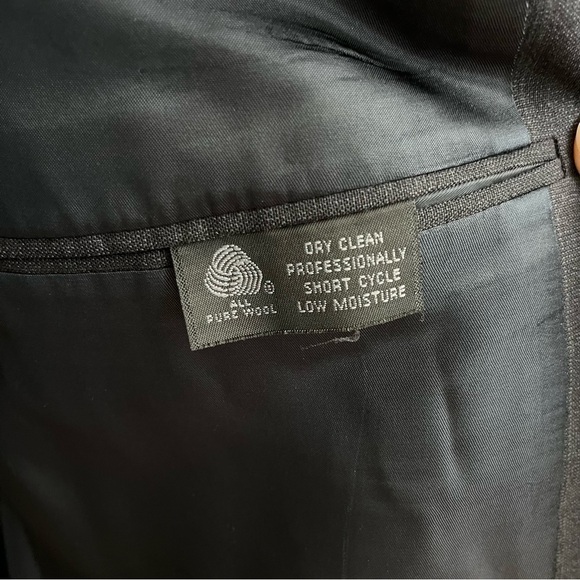 Burberry Vintage Wool Grey Pinstripe Double Breasted Suit Coat Jacket 44R - Picture 6 of 13